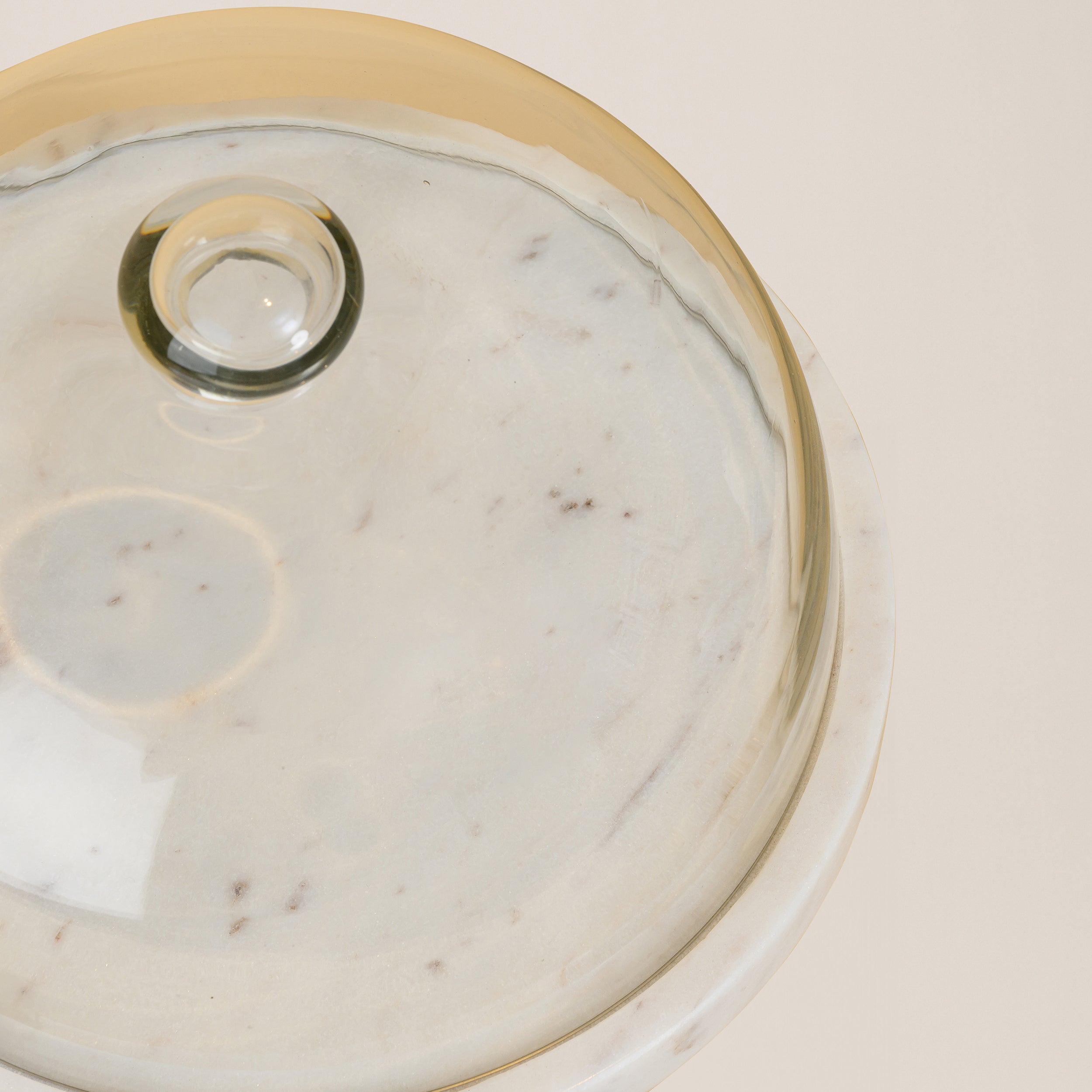 WHITE MARBLE CAKE STAND WITH DOME