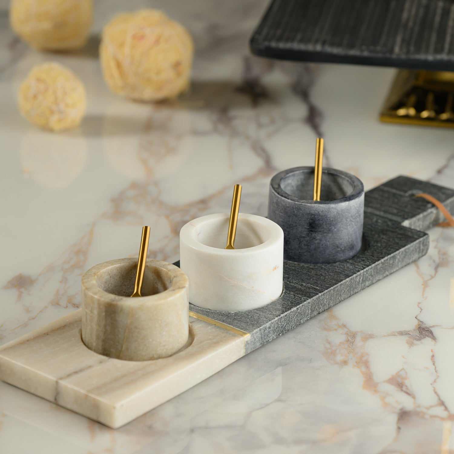  MARBLE CONDIMENT SET