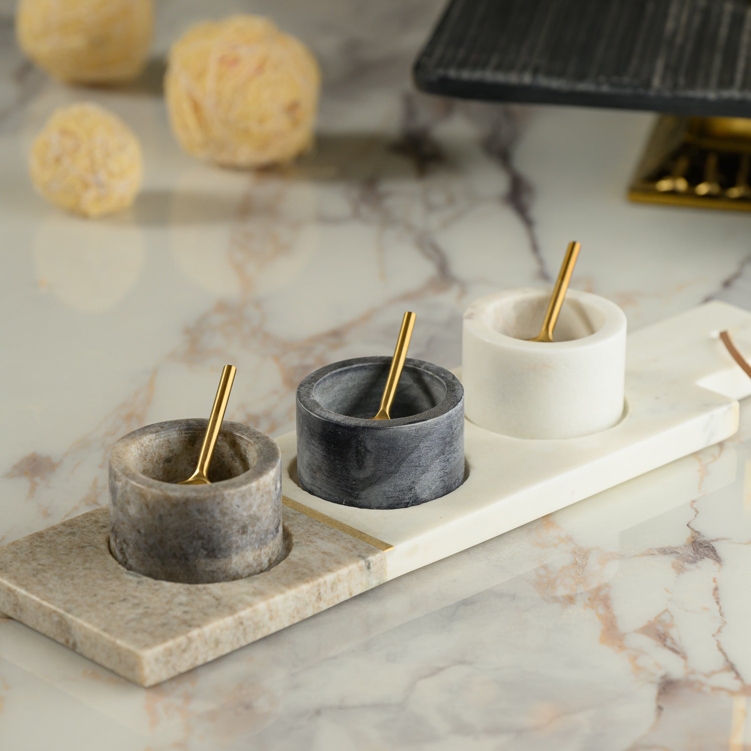  MARBLE CONDIMENT SET