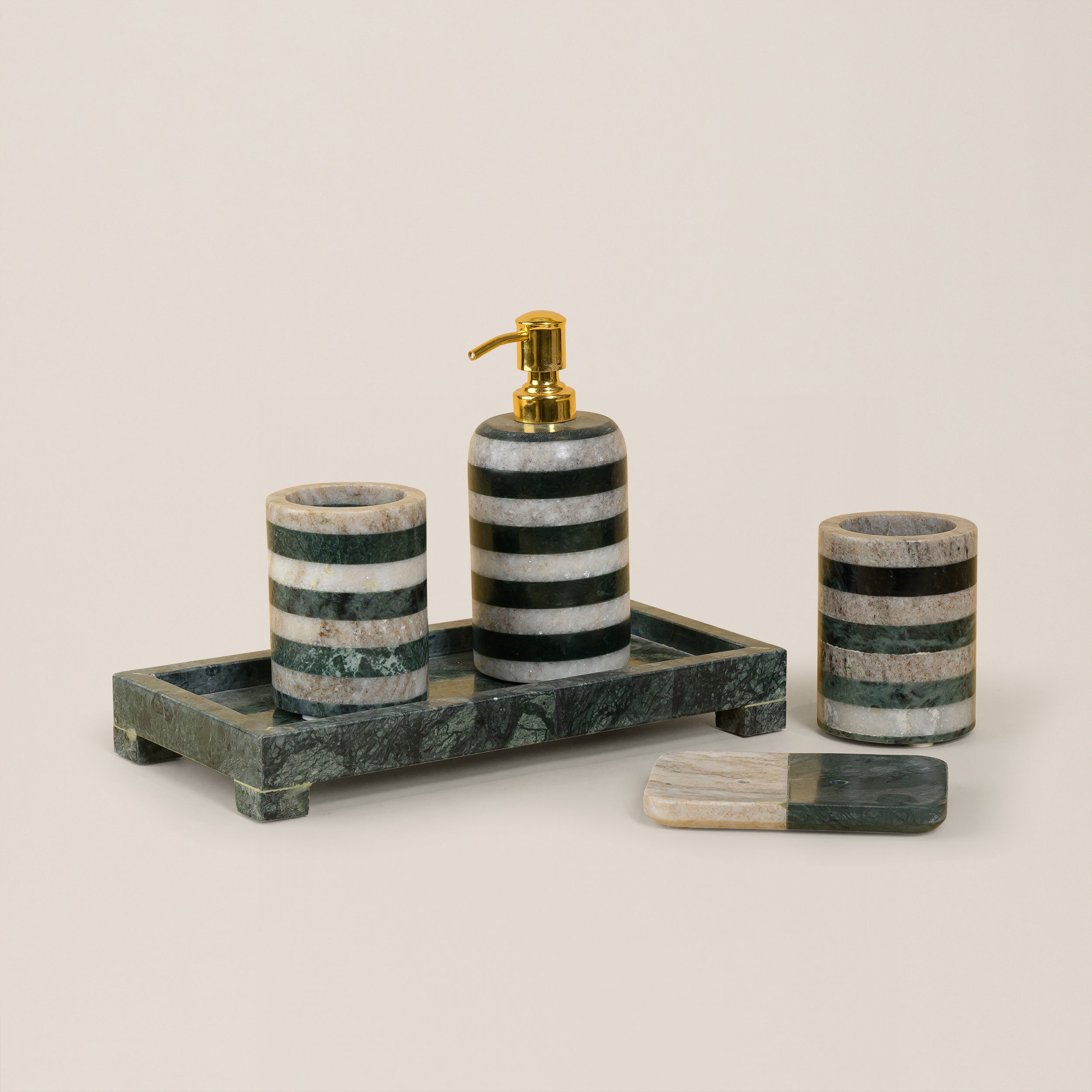 BLACK & WHITE STRIPED MARBLE BATHROOM SET 