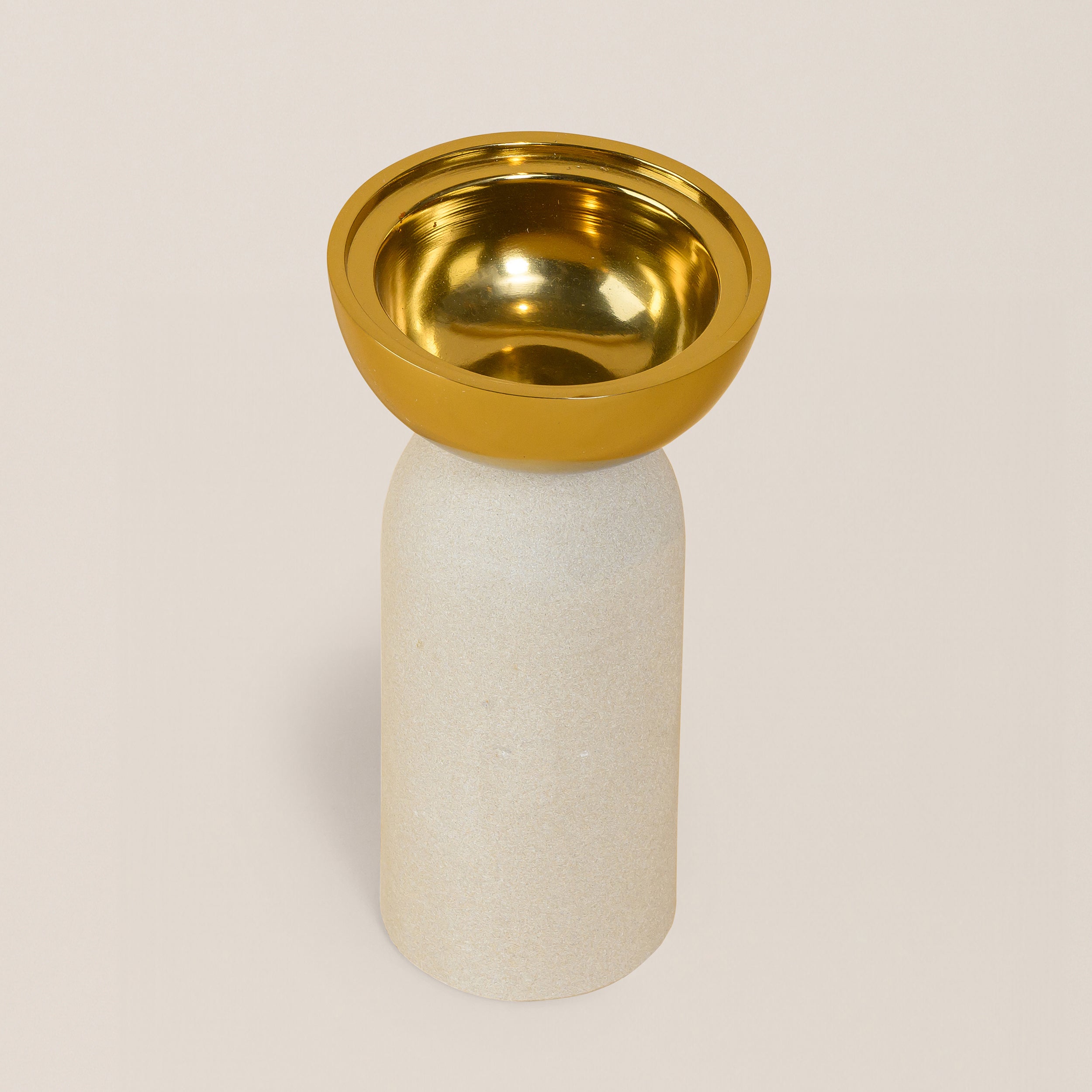 MINT SANDSTONE CUT BALL CANDLE STAND LARGE 