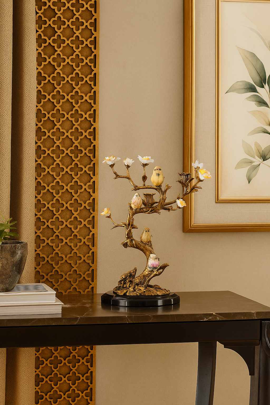 Luxury Crystal Bird Tree Showpiece – Elegant Home Décor by Kasa Holzer