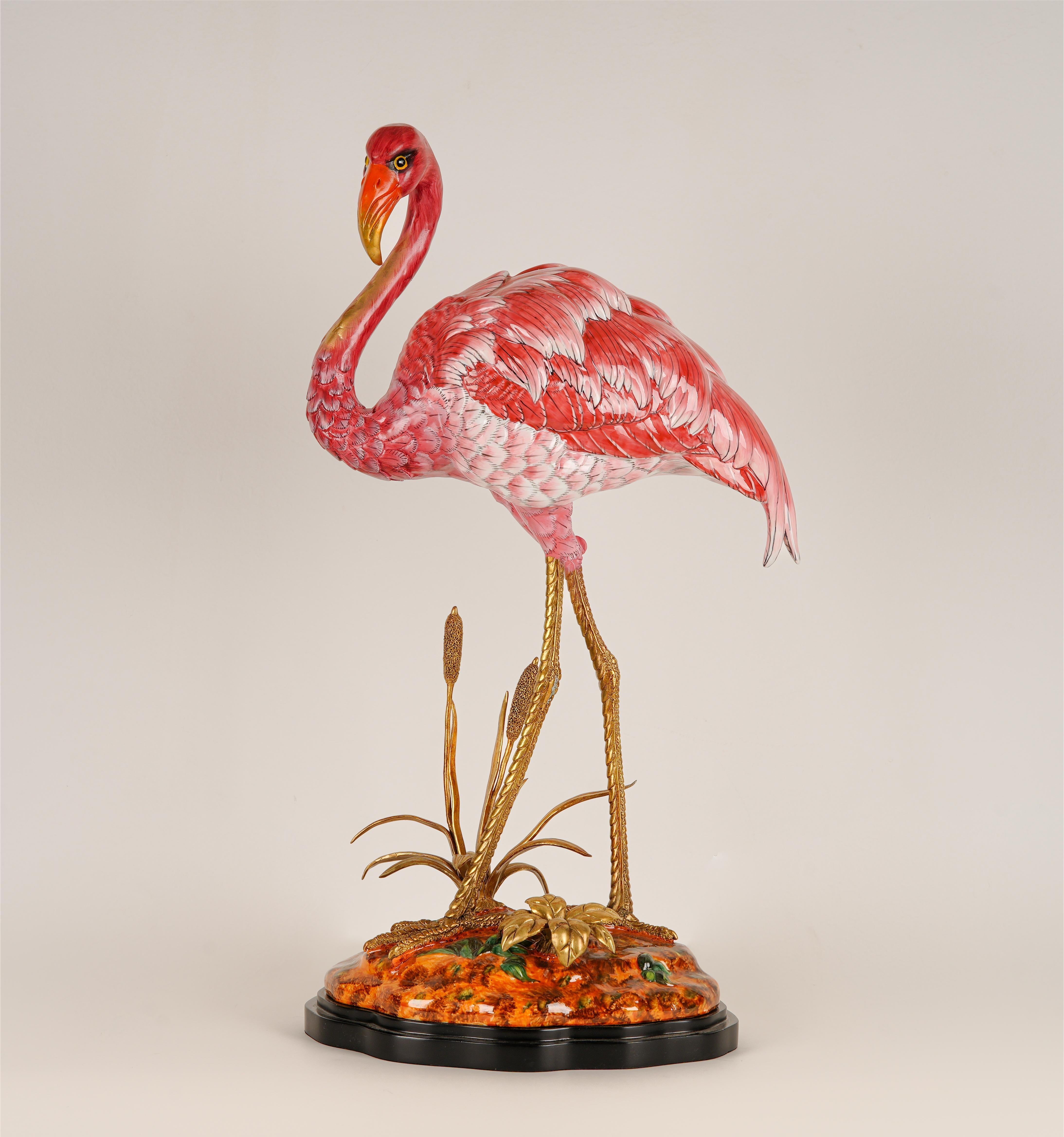 Luxury Flamingo Figurine – Handcrafted Crystal & Enamel Bird Sculpture | Elegant Home Decor by Kasa Holzer
