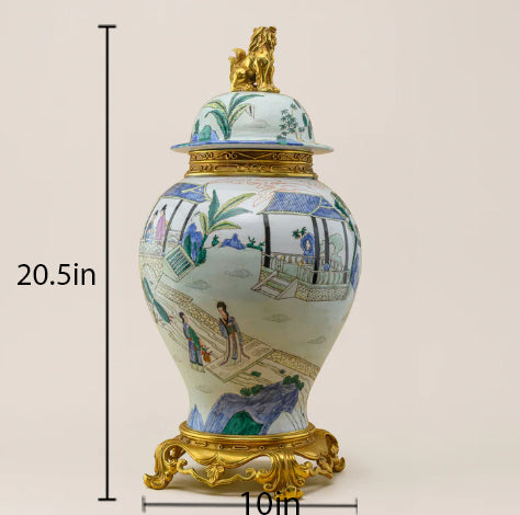 Traditional Home Decoration Luxury Lion Head Ginger Jar 