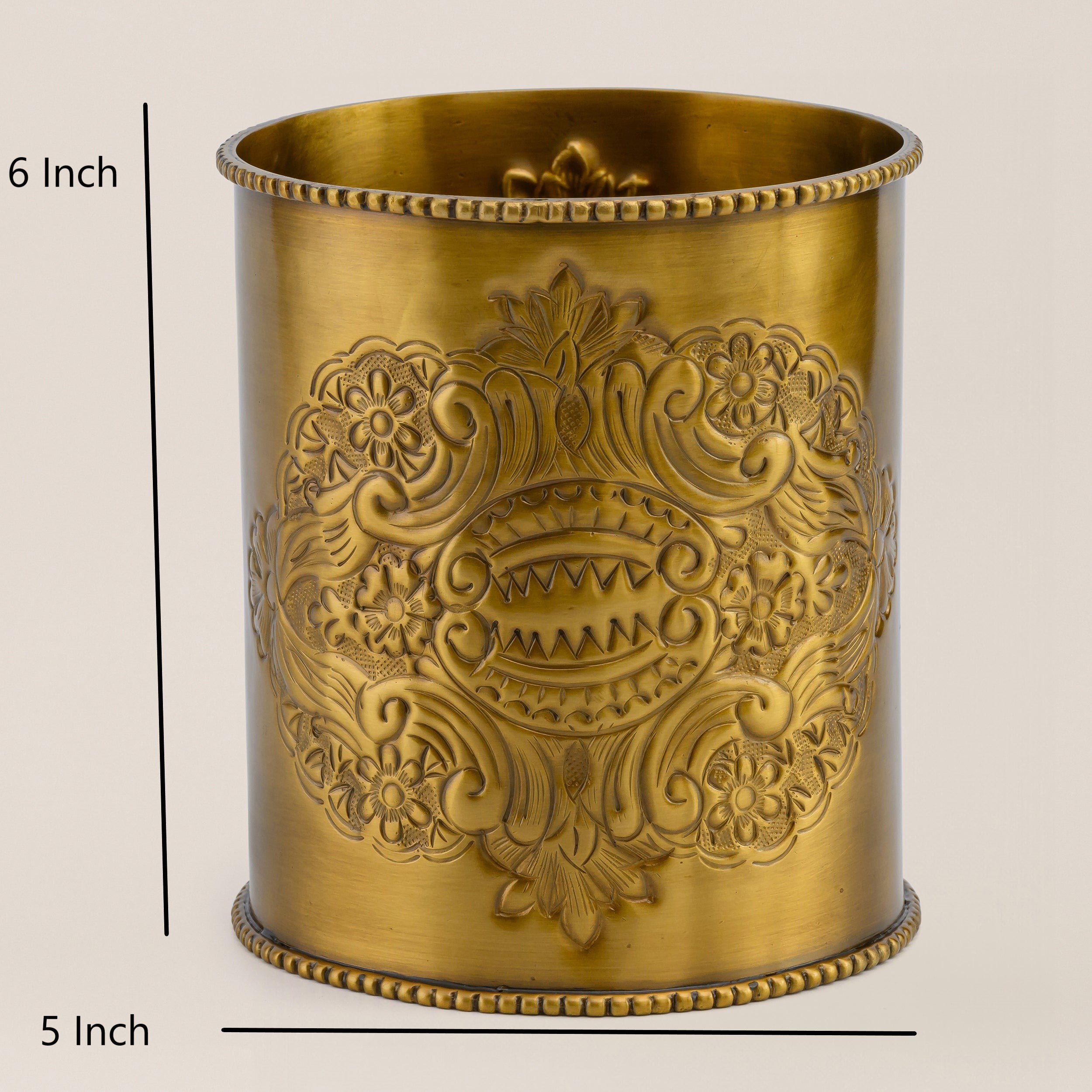 Royal Brass Cylindrical Utensil Holder Large