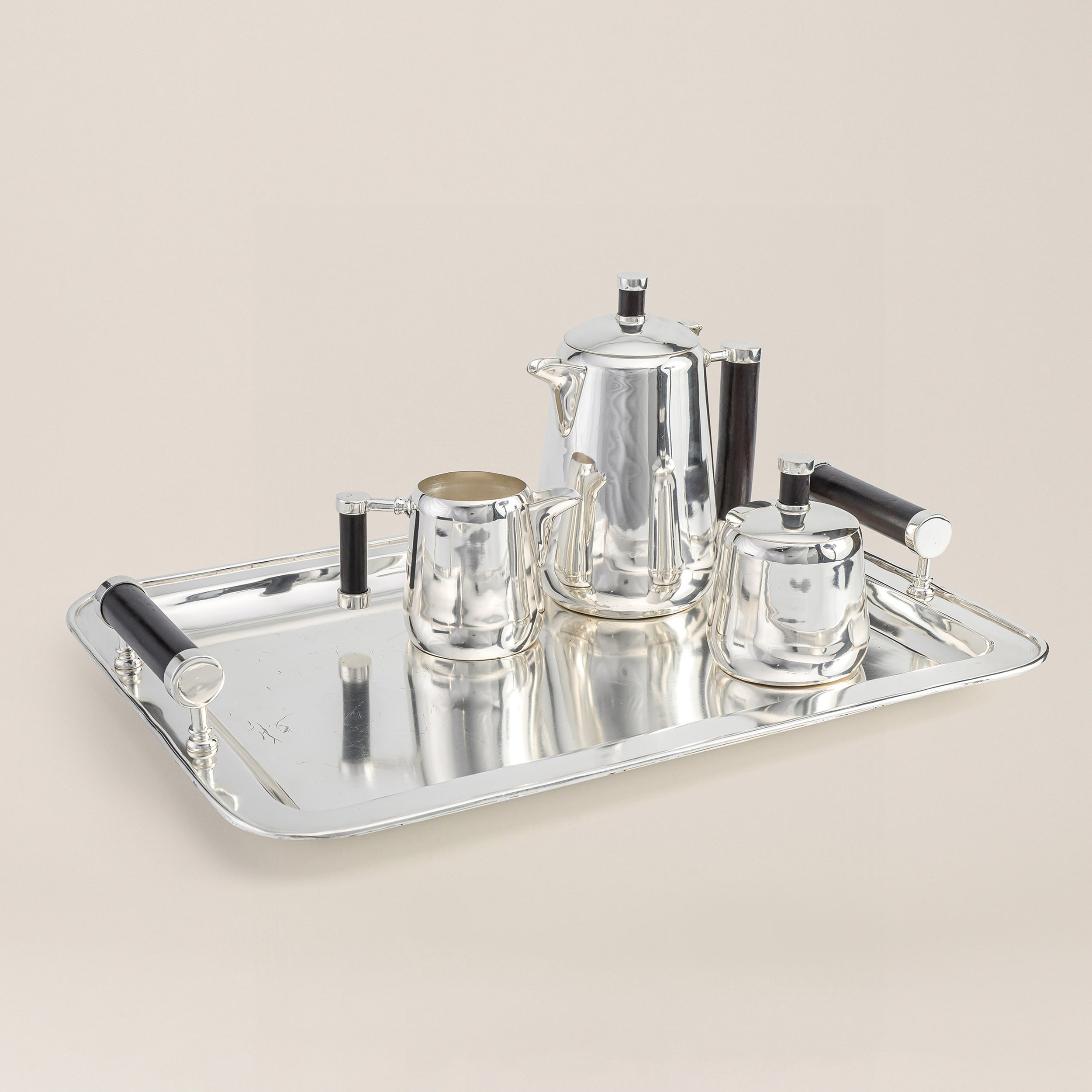 SILVER TEA SET WITH TRAY 5 PC SET