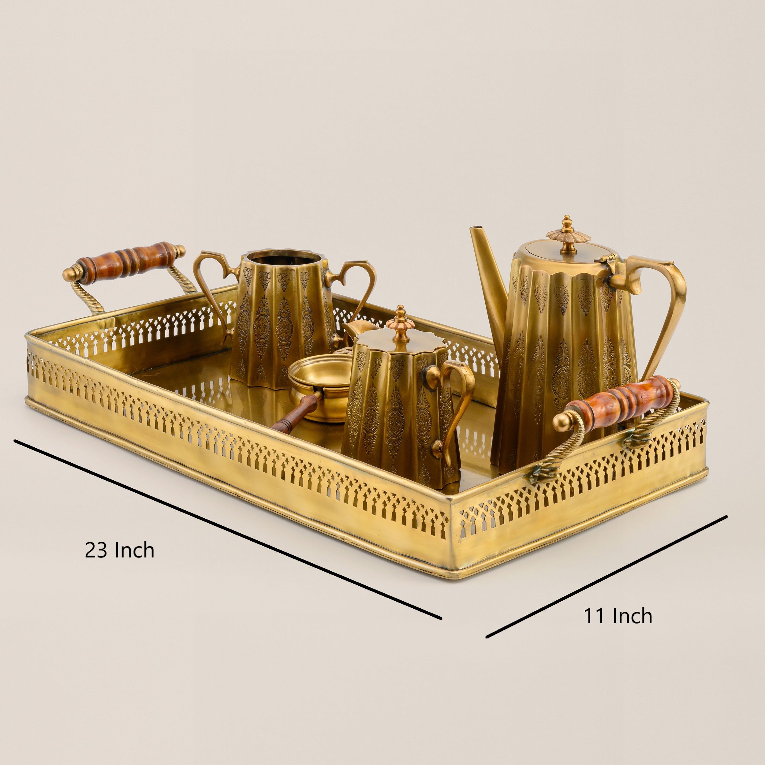 Heritage Radiance Brass Elegance Tea Set of Five with Unique Design