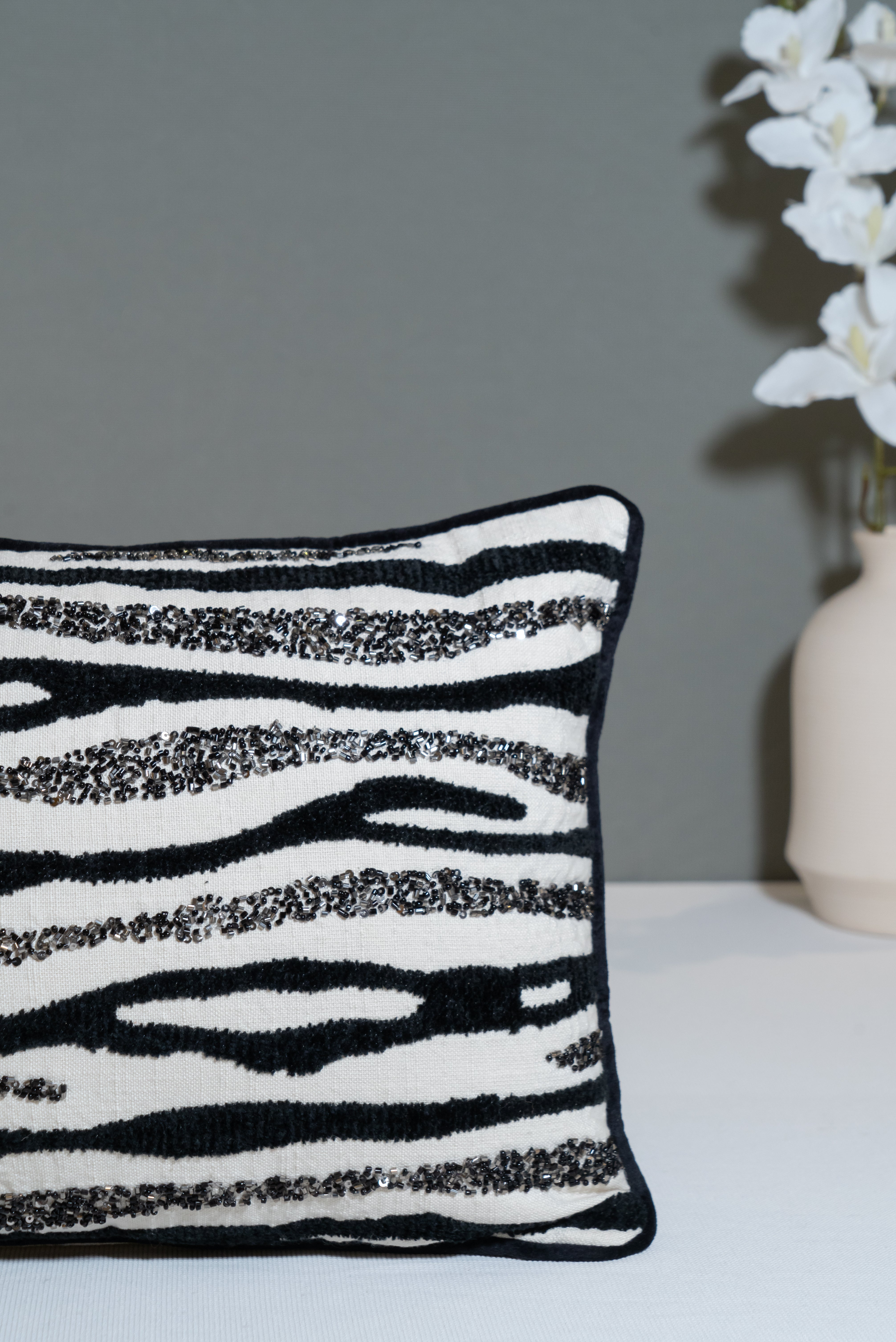 Zebra Mirage Handcrafted Cushion Cover