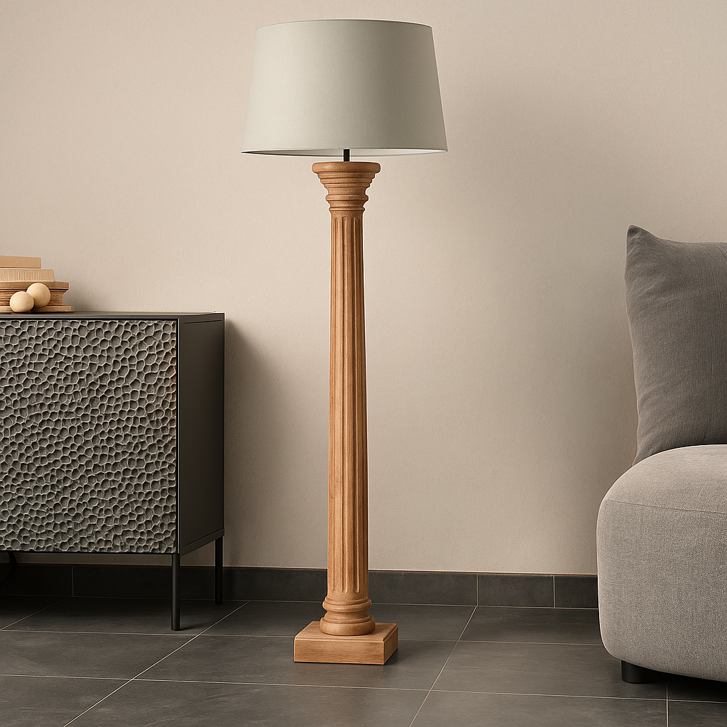 NATURAL WOOD DESIGNER FLOOR LAMP