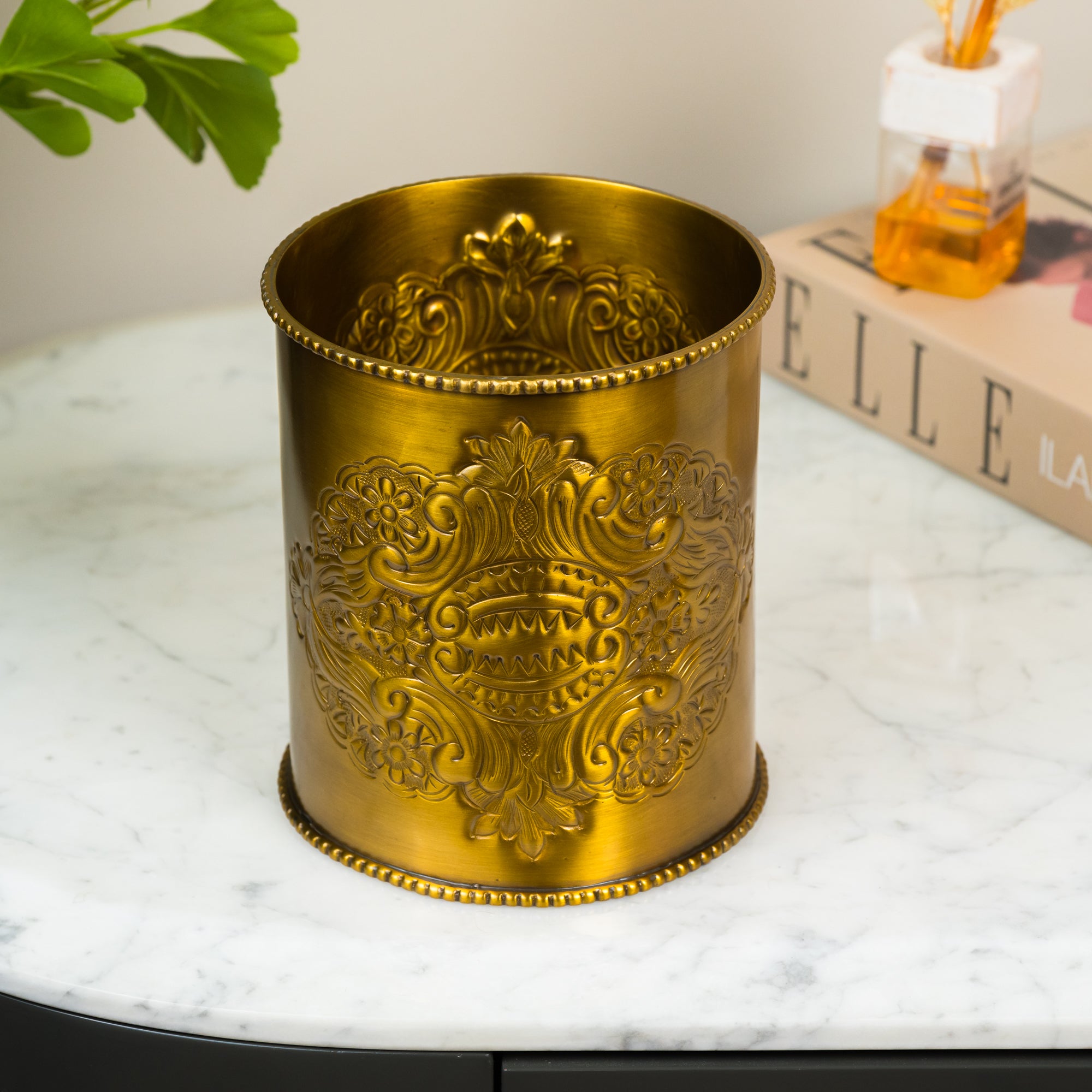 Royal Brass Cylindrical Utensil Holder Large