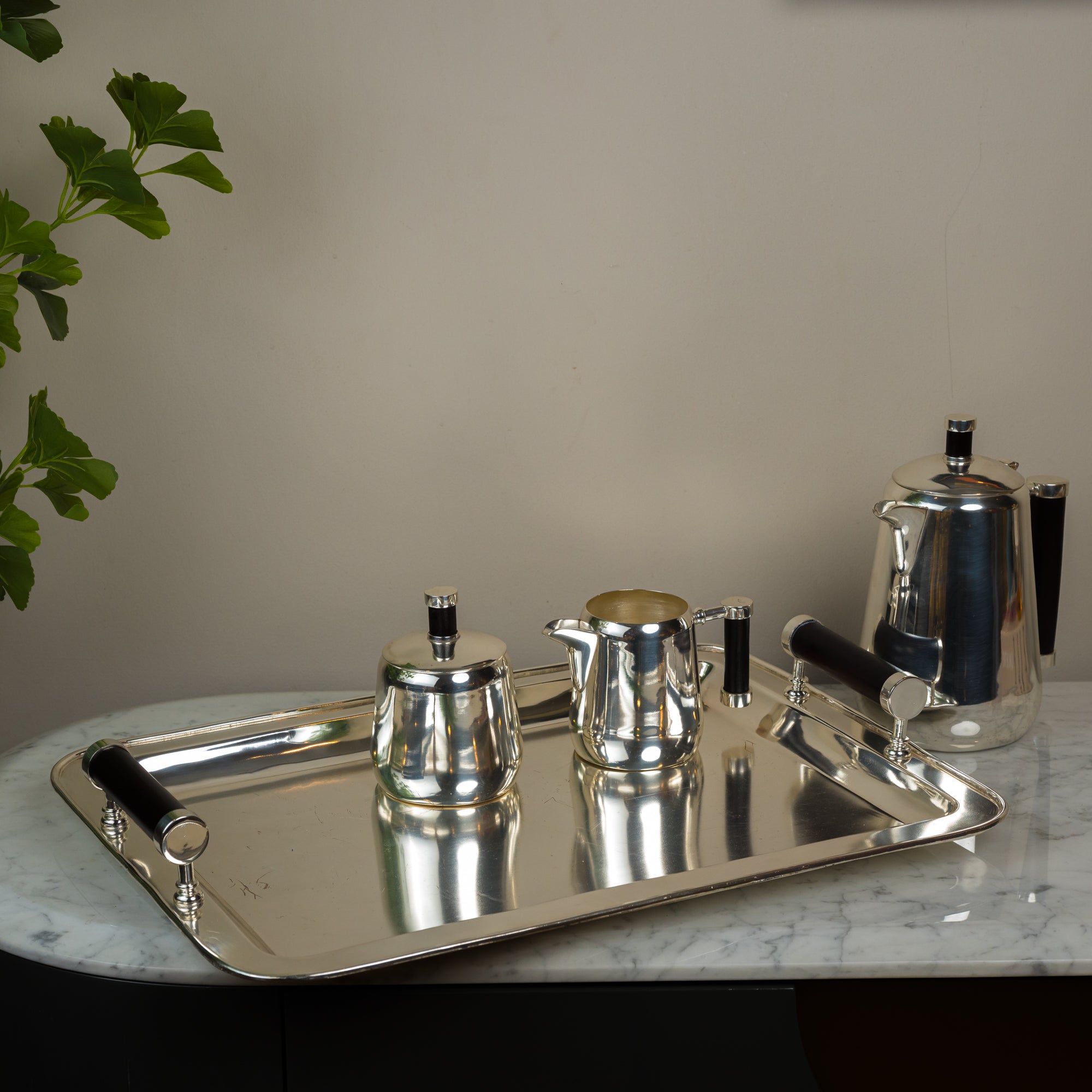 Timeless Allure: Silver-Coated Tea Set of Five with Classic Charm