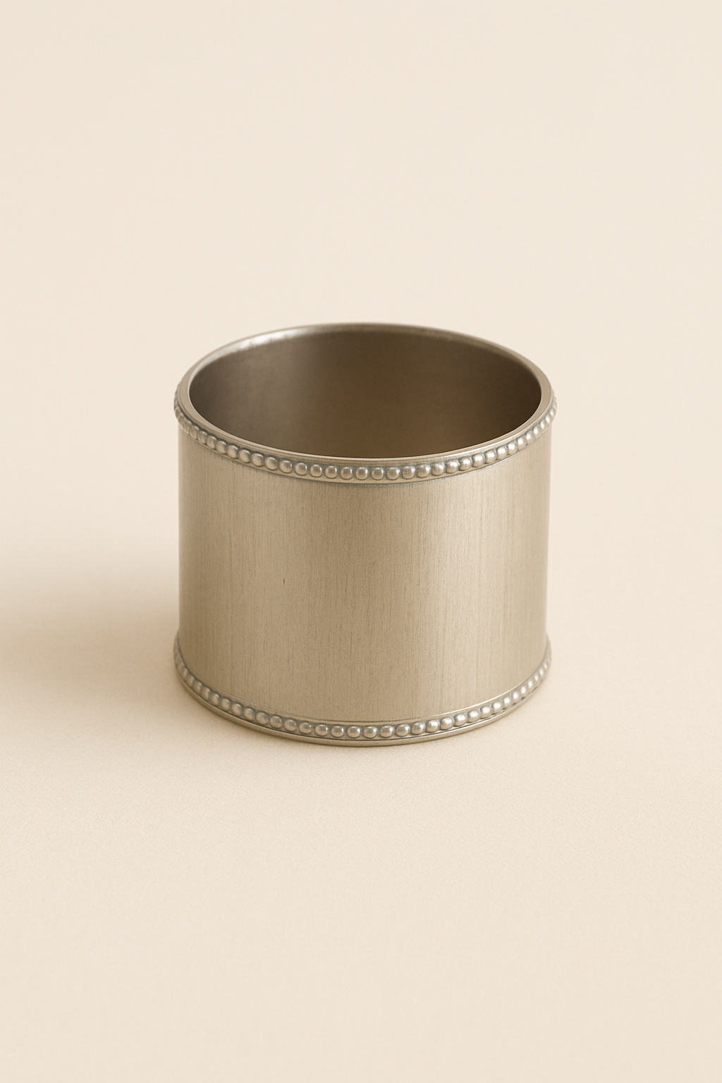 Kasa by Holzer Brushed Metal Napkin Ring with Beaded Edge