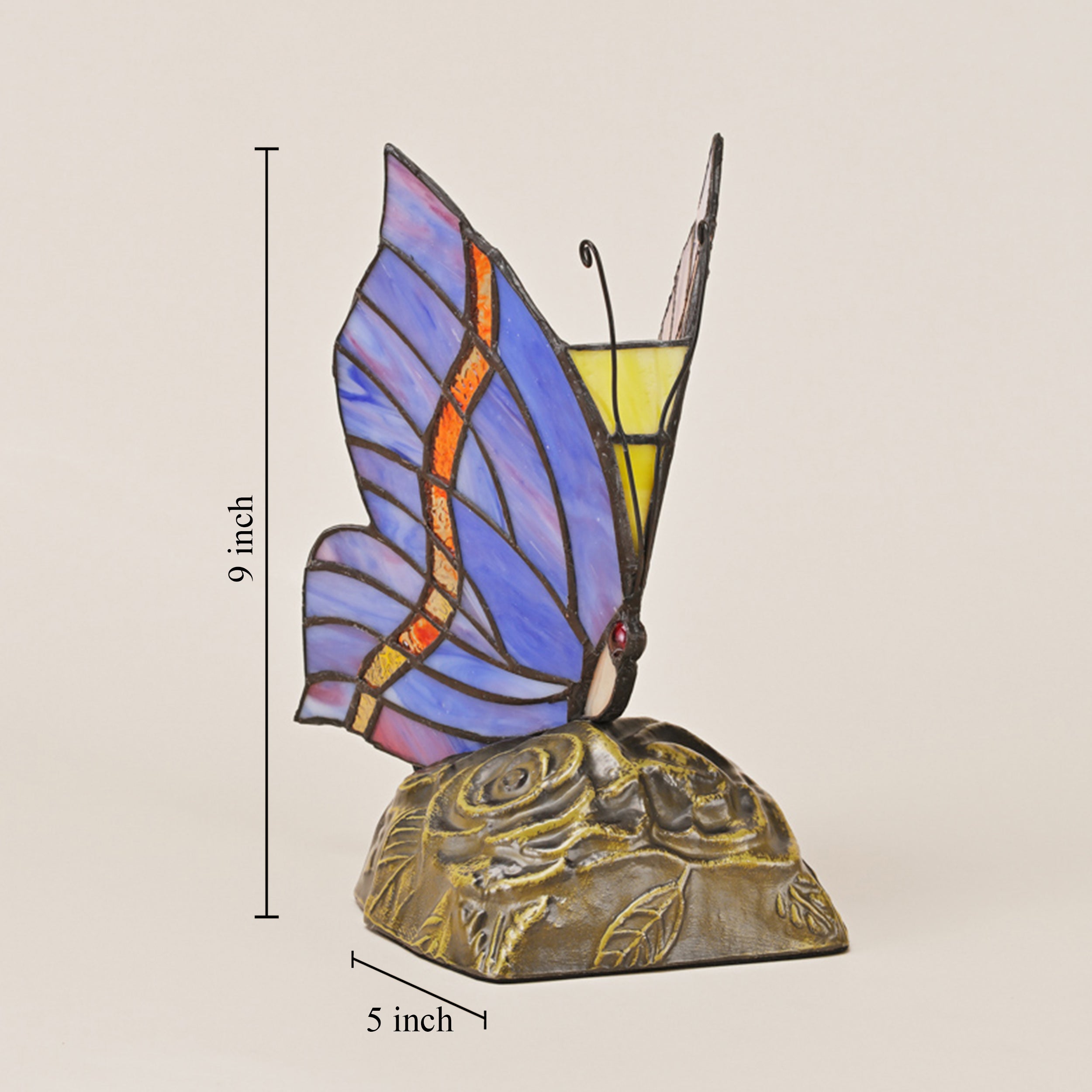 STAINDED GLASS BUTTERFLY NOVELTY LAMP