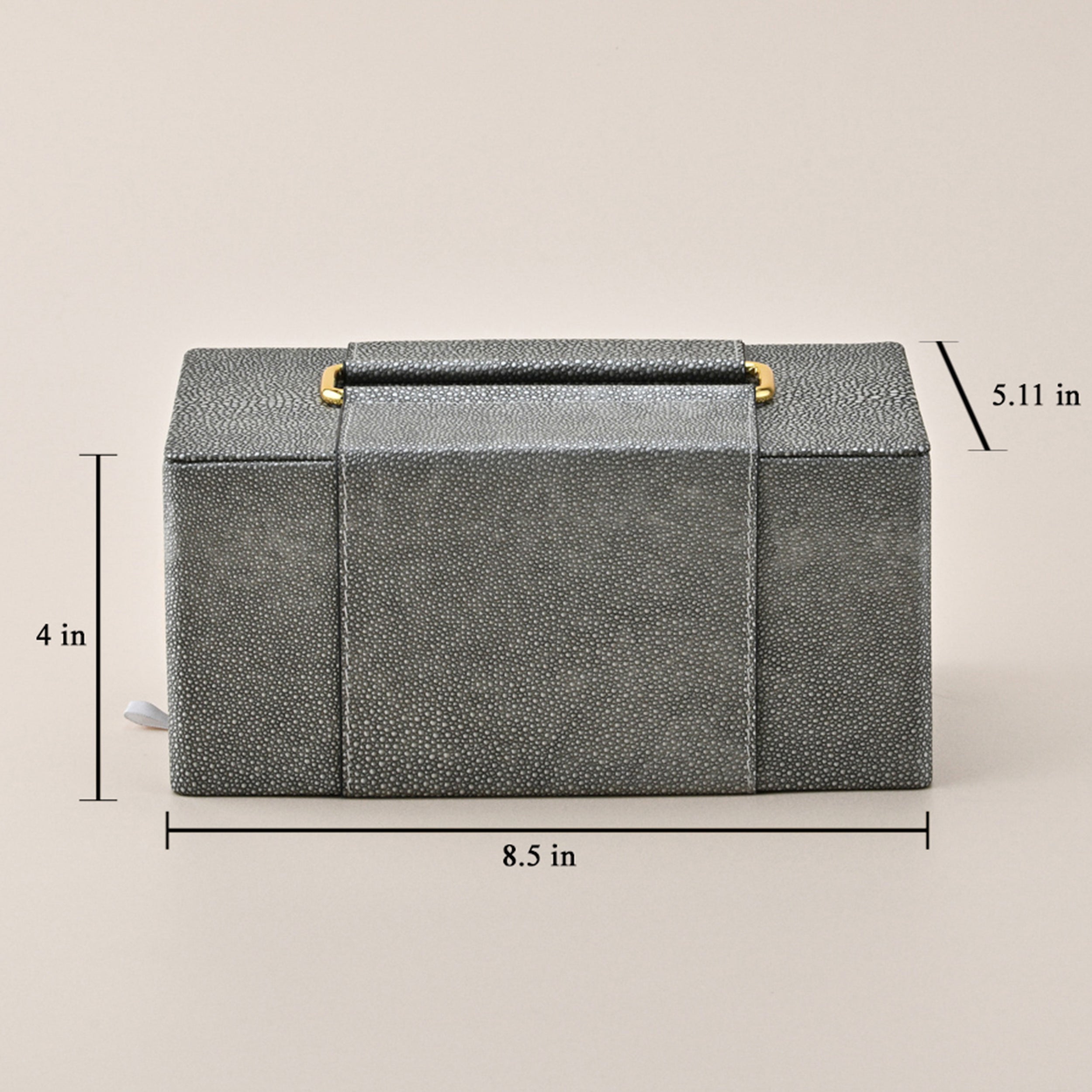 GREY  LEATHER TISSUE BOX