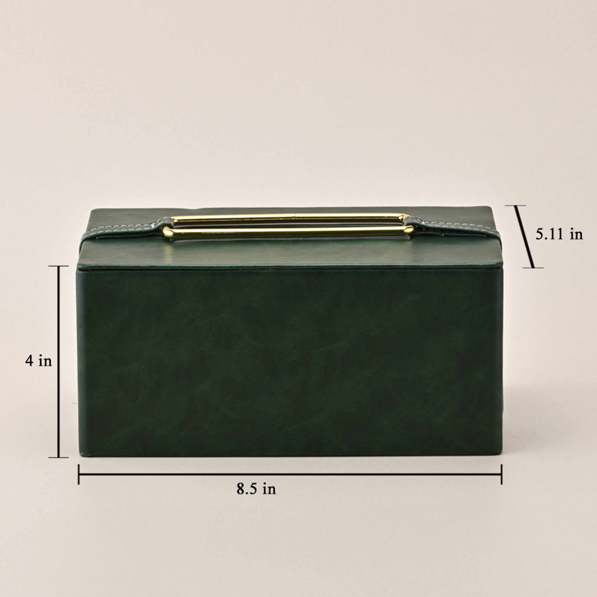 DARK GREEN LEATHER RECTANGULAR TISSUE HOLDER