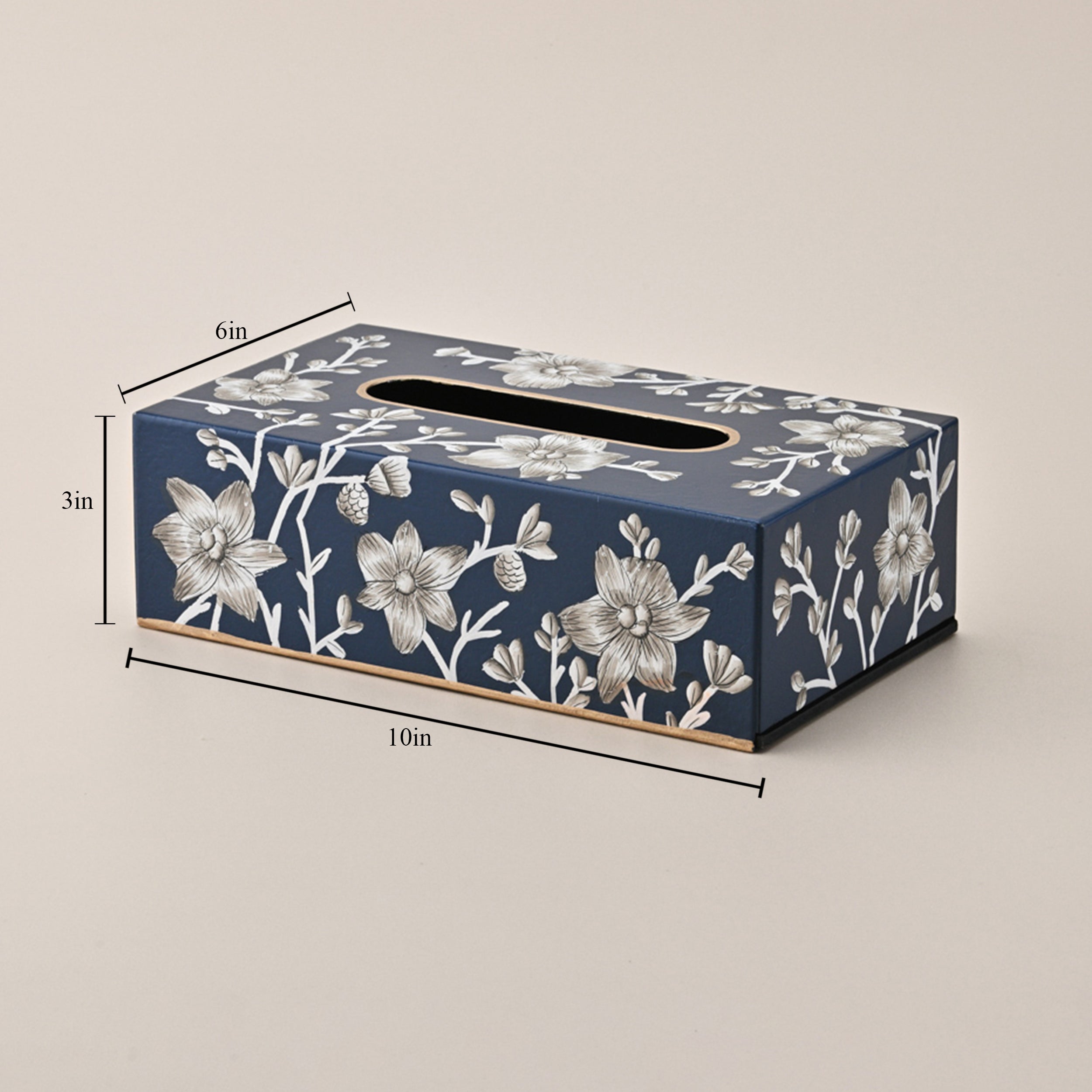 Midnight Blossom Hand-Painted Tissue Box Cover by Kasa Holzer