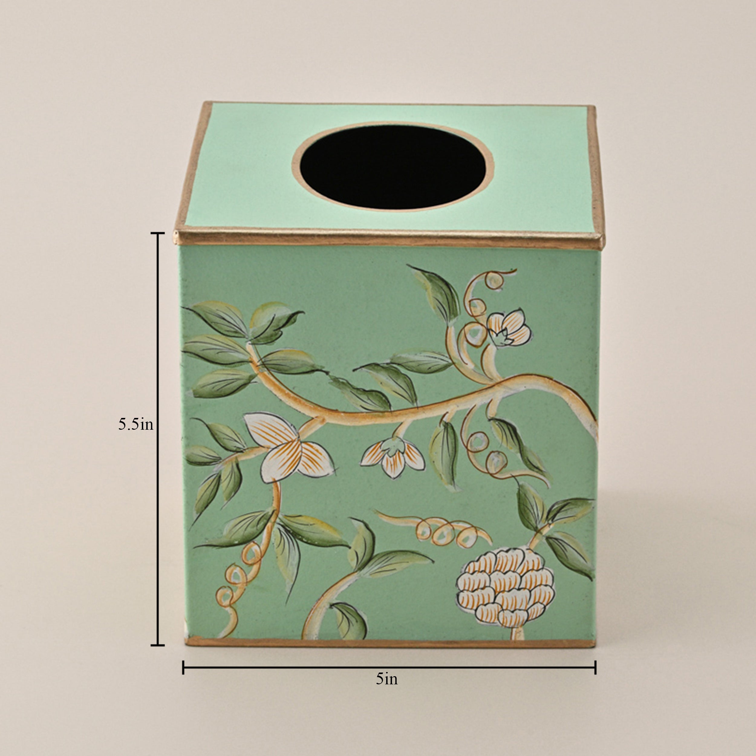 BloomCraft Hand-Painted Tissue Box Holder By Kasa Holzer