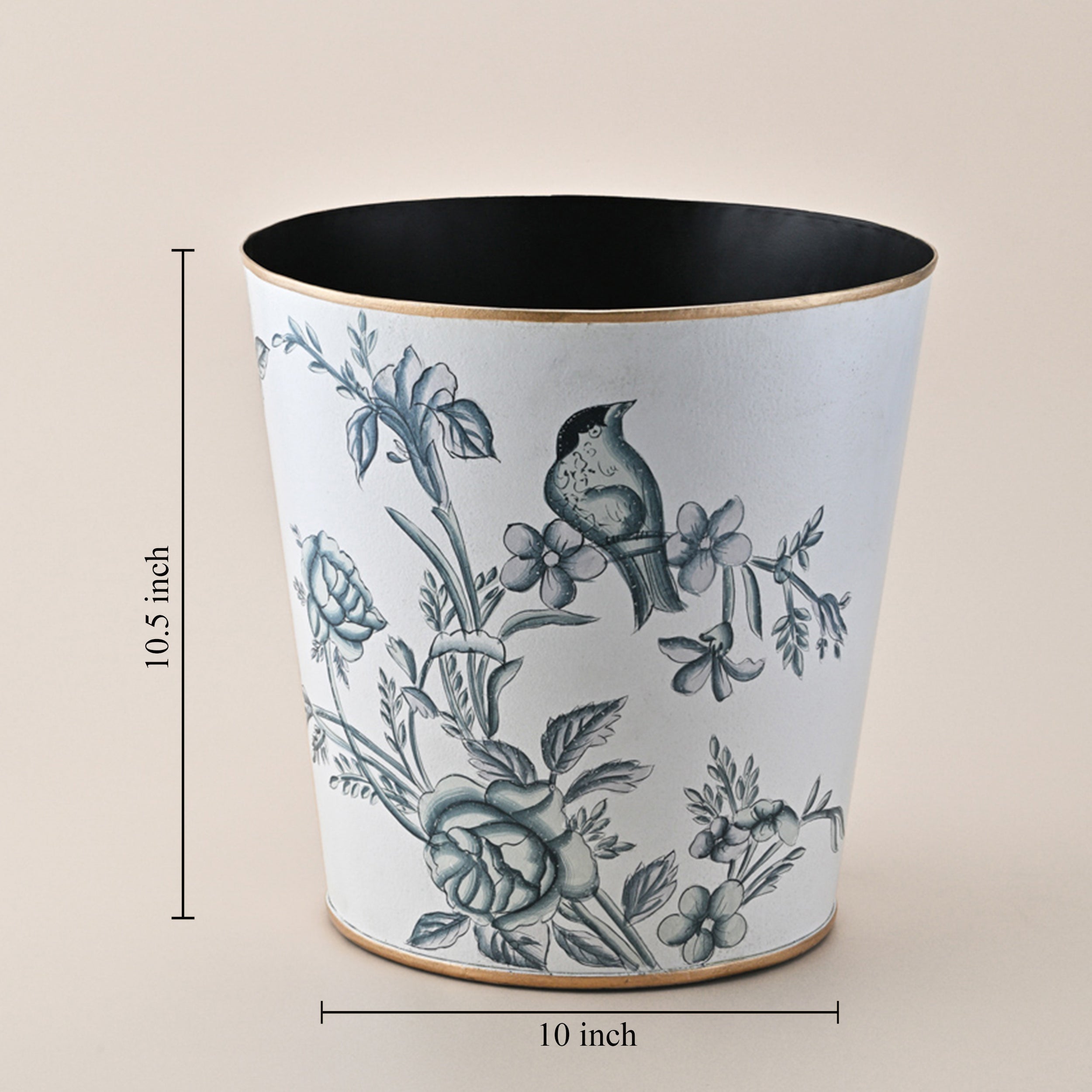 Handpainted Floral Harmony Waste Bin by Kasa Holzer