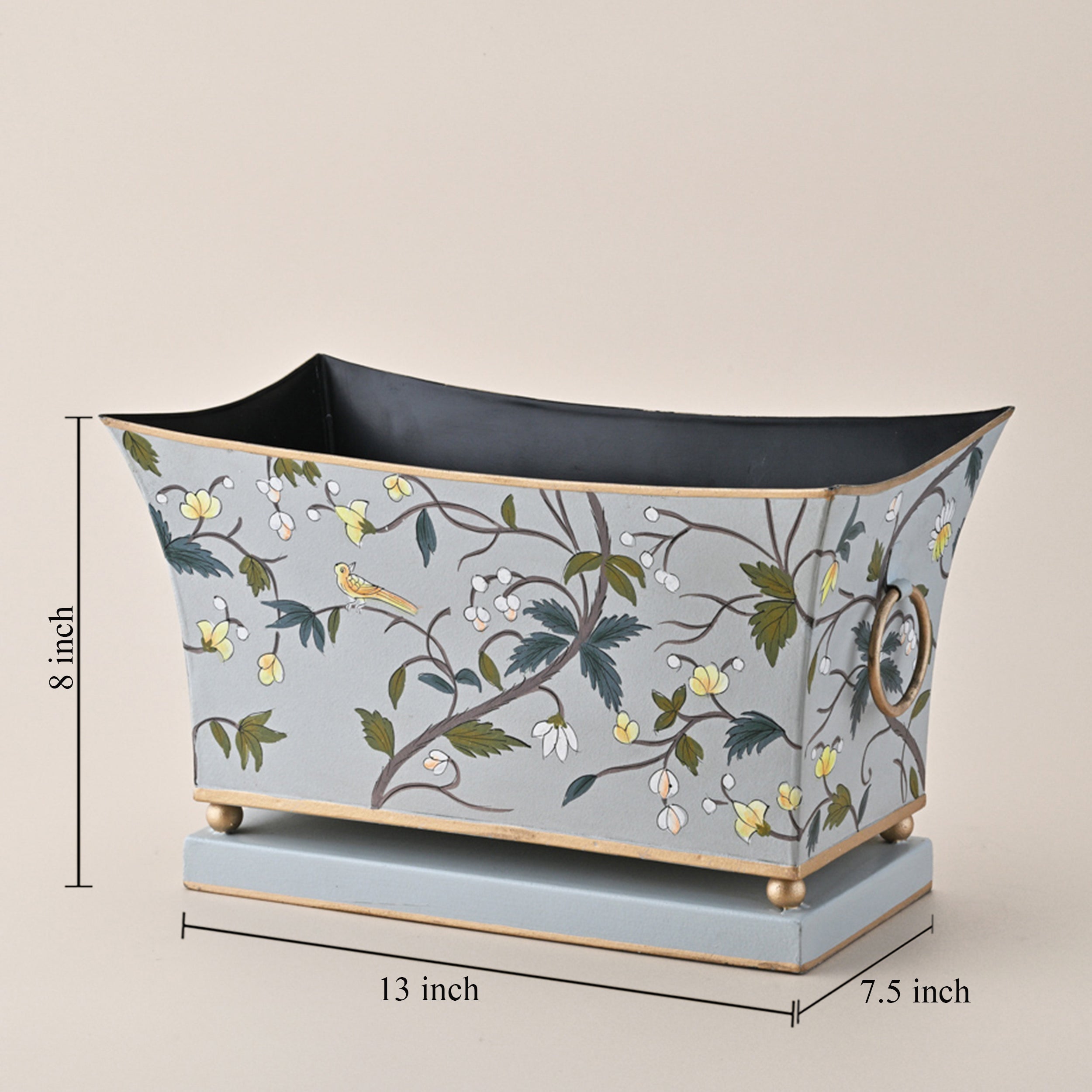 Floral Serenity Hand-Painted Decorative Planter by Kasa Holzer