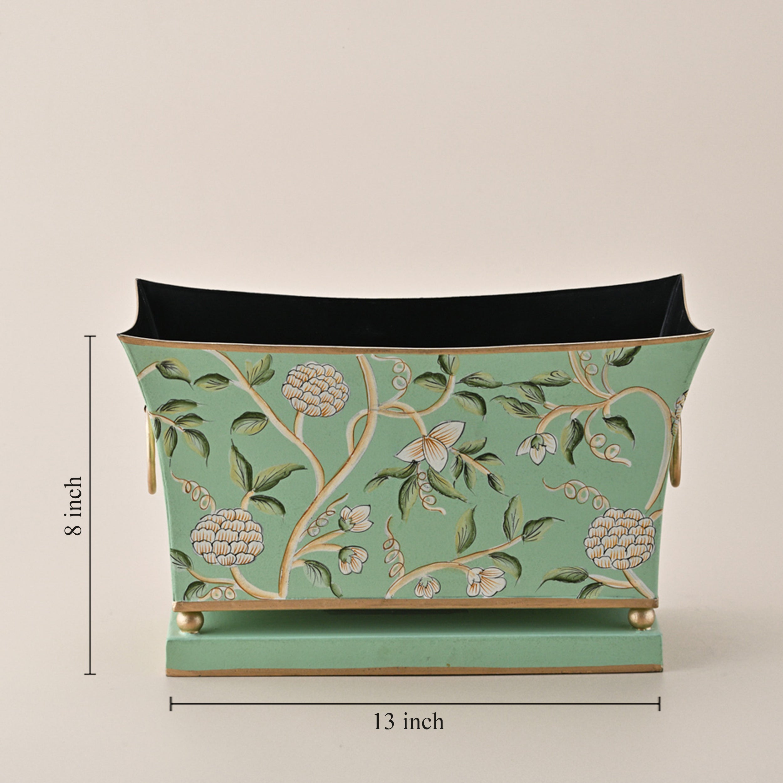 Hand-Painted Floral Metal Planter by Kasa Holzer