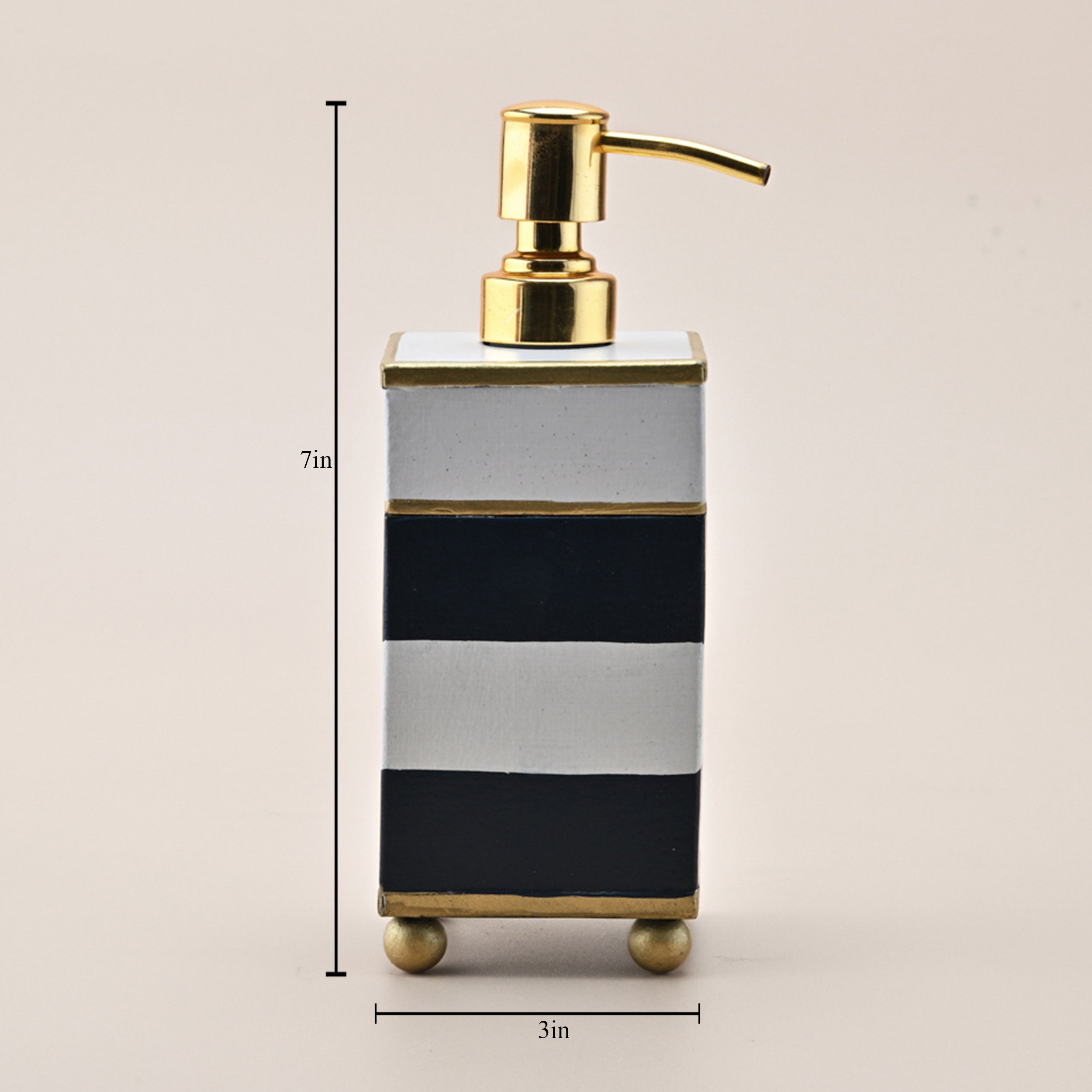 Handpainted Monochrome Stripes Dispenser by Kasa Holzer