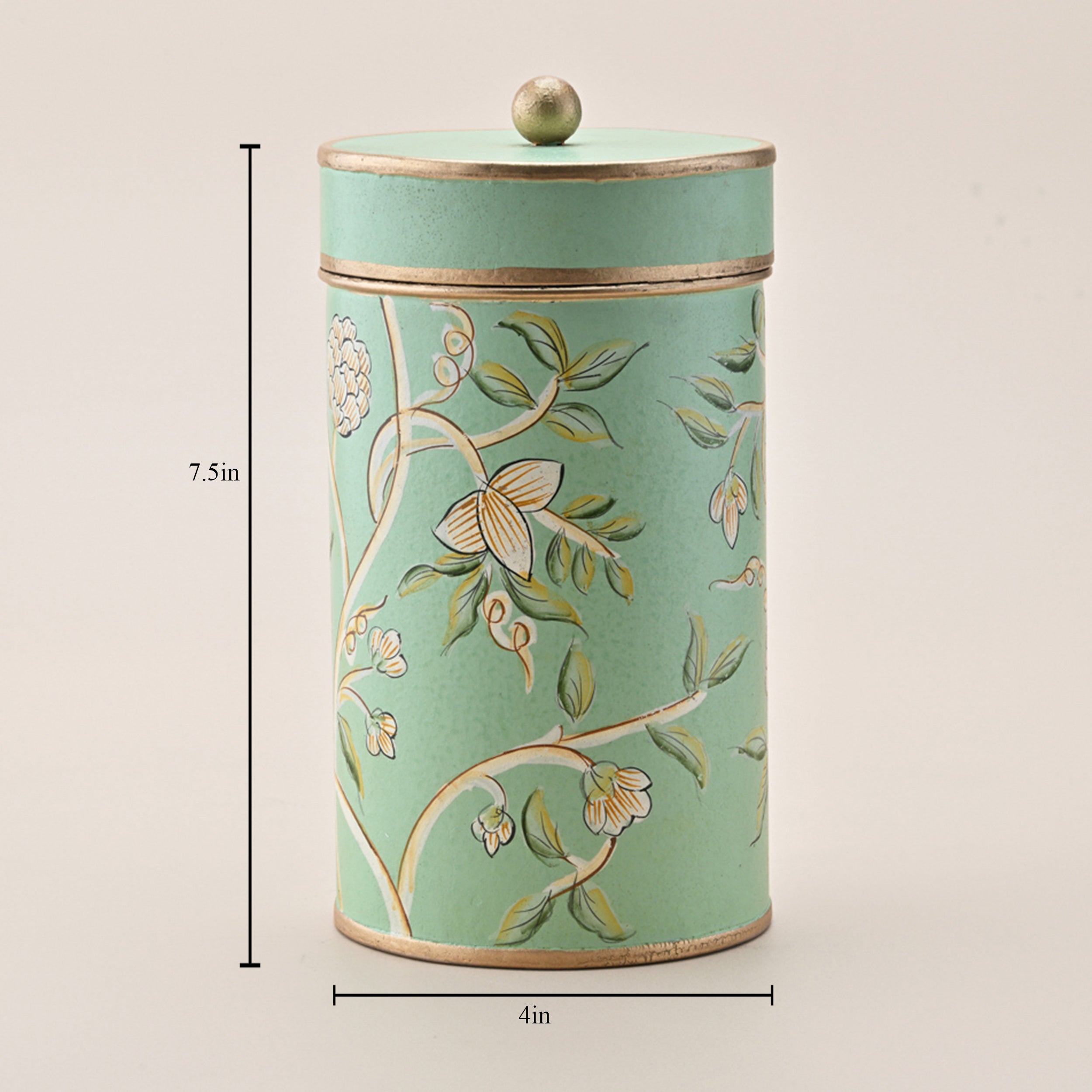 Floral Symphony Cylindrical Cotton Box by Kasa Holzer